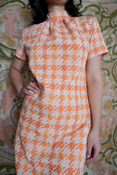 Orange Printed Dress, M