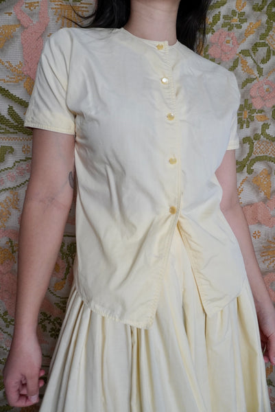Cream Pleated Skirt Set, S