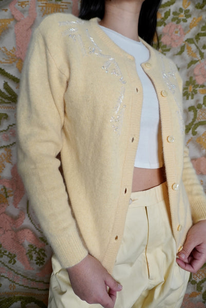 Beaded Lemon Bar Cardigan, M