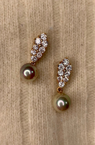 Rhinestone & Pearl Drop Earrings