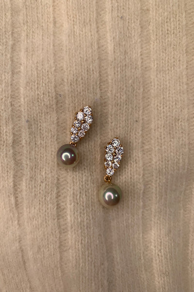 Rhinestone & Pearl Drop Earrings