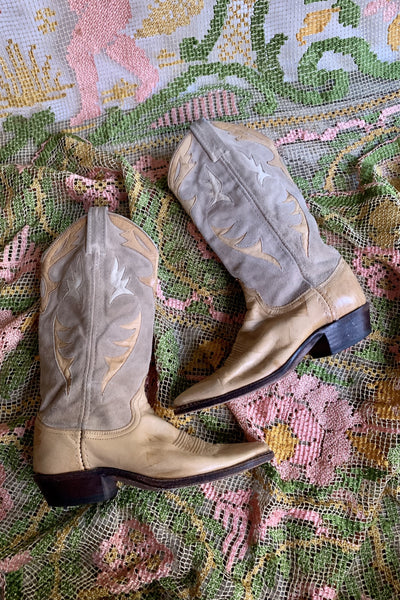 Suede Dan Post Cowboy Boots, Size 6