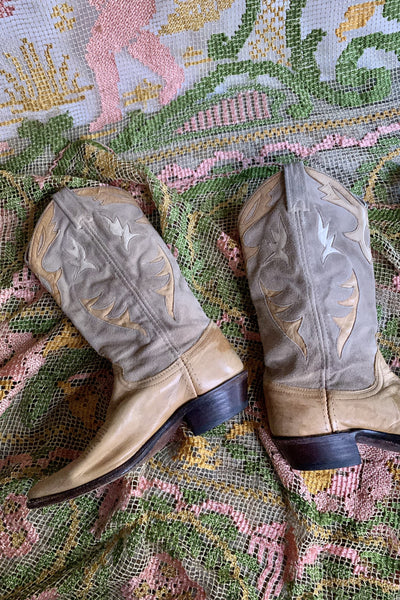 Suede Dan Post Cowboy Boots, Size 6