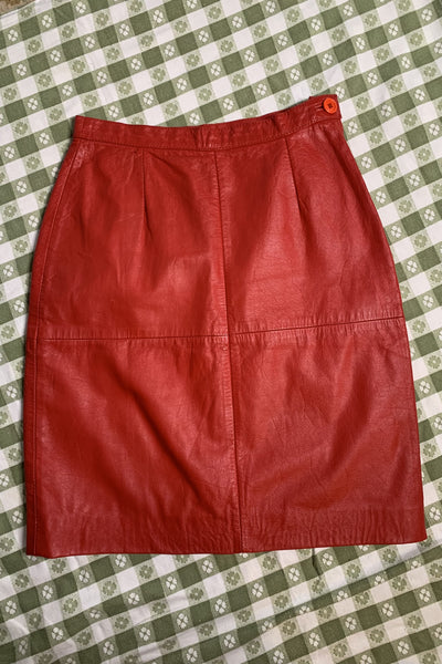 Red Leather Mini Skirt, XXS/XS