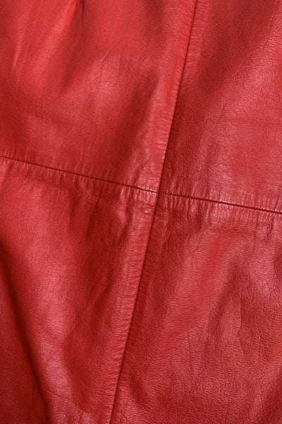 Red Leather Mini Skirt, XXS/XS